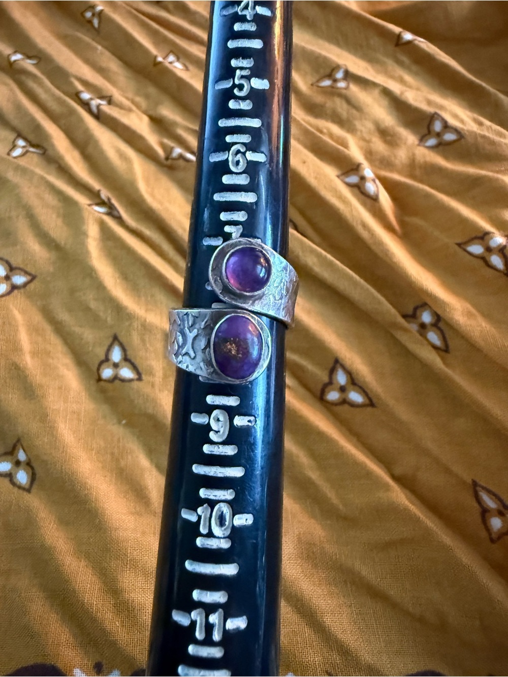 Silver Wrap Ring with Purple Stones